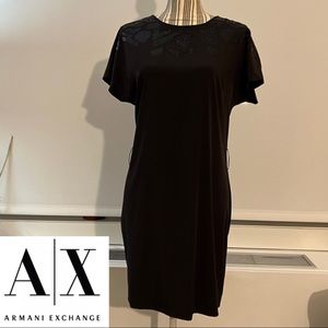 Armani Exchange black dress size 8 stretchy LBD